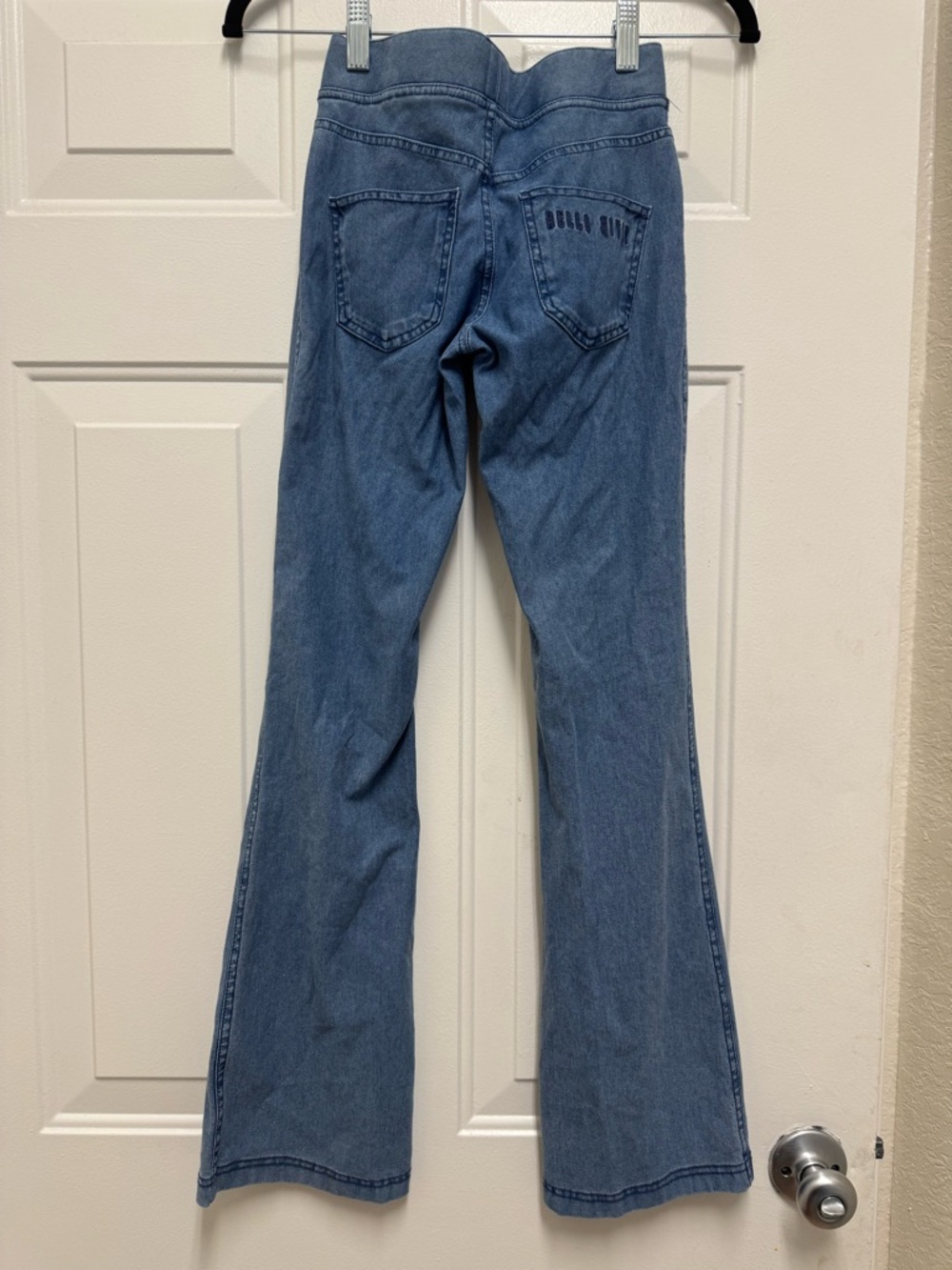 H&M Light Blue Flared Jeans with Embroidered Hello Kitty Patch - Picture 4 of 5